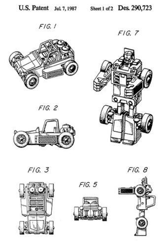 Patent Art Poster Beachcomber 1987 Transformers Robot Mini Vehicles