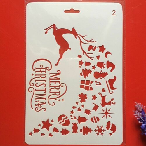 Merry Christmas DIY Layering Stencils Wall Paint Scrapbook Stamp Embossing Craft