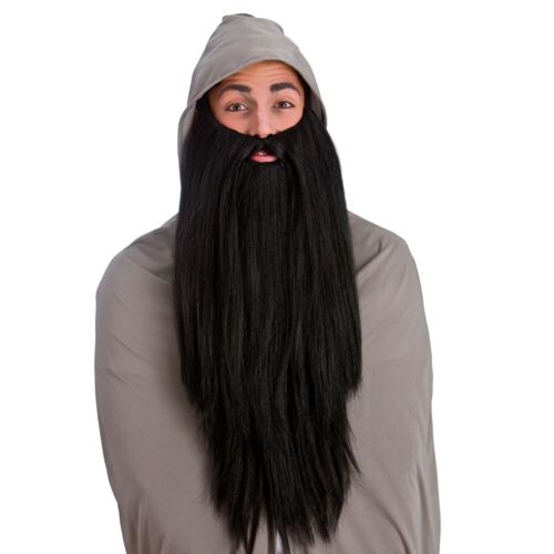 Deluxe Long Beard Black Wizard Beard Magician Halloween Fancy Dress Adults Mens