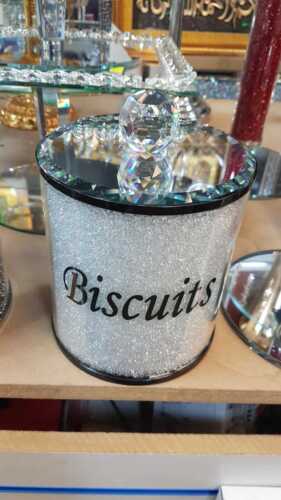 MIRROR CRUSHED DIAMOND TEA COFFEE SUGAR CANISTER JAR,BISCUIT/COASTERS/TRAY ETC