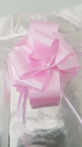 1 X  Large Clear Cellophane Hamper Bag  with Pink Bow Baby Girl Christmas 