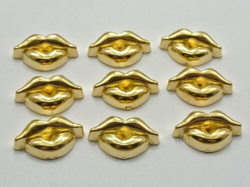 100 Gold Tone Acrylique Dos Plat Lèvres 14X8mm sans trou Cabochon Téléphone À faire soi-même Deco 
