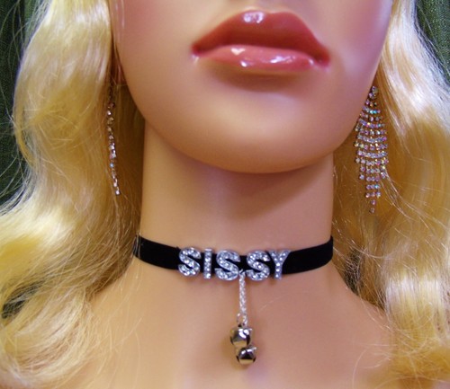 All Sizes Choker Black Velvet SISSY Bells Rhinestone BDSM Slut Bitch BDE Plus
