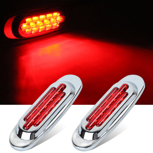 2X 6.5/" Red LED Side Marker Light Fender Guards Light 16LED for  Peterbilt Truck
