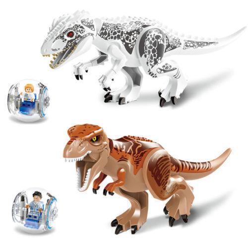 2 X Jurassic Park Dinosaur World Minifigures Tyrannosaurus Indominus Rex Neu