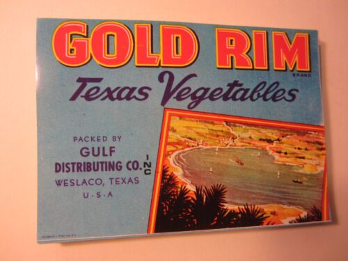 Wholesale Lot of 100 Old Vintage GOLD RIM Texas Vegetables LABELS Weslaco
