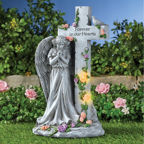 Lighted Roses Solar Angel Memorial Garden Statue Loved One Memory Decor Home Décor Rincondiving Com Lighted Roses Solar Angel Memorial, Memorial Garden Ornaments