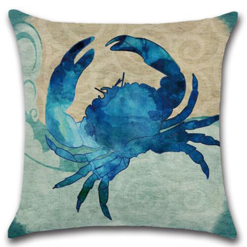Vintage Sea Animals Linen Pillow Case Sofa Cushion Covers Waist Throw Home Decor