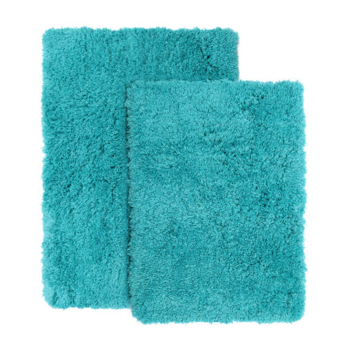 2PC Shaggy Area Rug Set with Non-Slip Backing Rubber Large & Small Cozy Bath Mat 