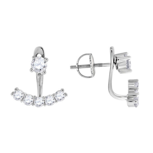 Sterling Silver Téléphone Boucles d/'oreilles clous Concave Bar Zircone Cubique