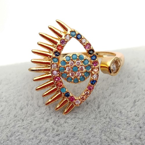 Evil Eye Colorful CZ PAVED Ring pour femmes Bohême Boho Ring Partitions