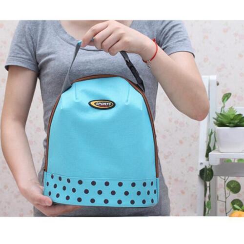 Portable Dot Pattern Hand Lunch Cooler Carry Thermo Bento Bag Organization SS