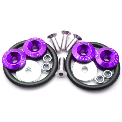 4x Purple JDM Quick Release Fasteners For Bumpers Trunk Fender Hatch Lids Kit 