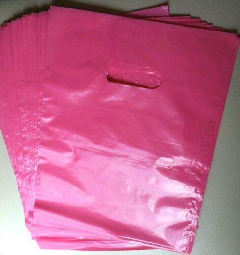 100 12/"x15/" Pink Glossy Low-Density Plastic Merchandise Bags Fast,Free Ship