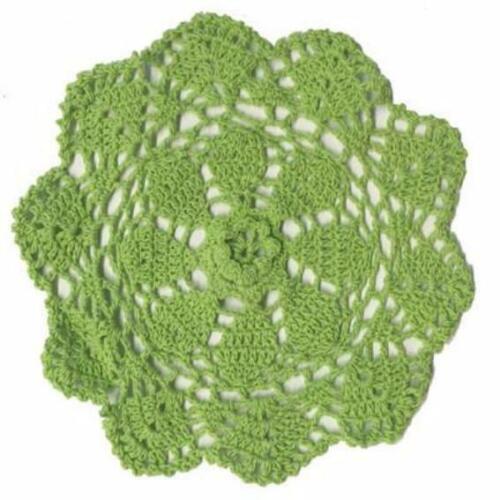 Crochet Cotton Round Doily 40cm Lime Green 