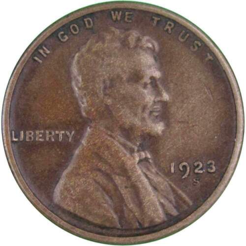 1923 S 1c Lincoln Wheat Cent Penny US Coin F Fine 