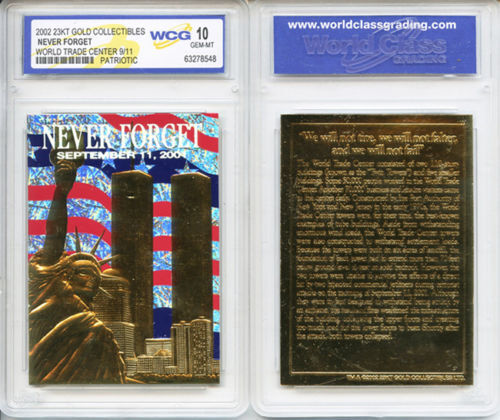 GEM-MINT 10 Lot of 10 WTC World Trade Center 9//11 PATRIOTIC 23KT GOLD CARD