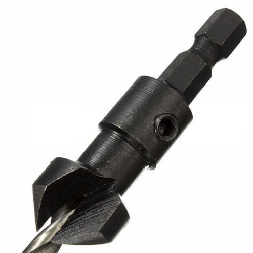 4Pcs 5 Flutes HSS Countersink Drill Bit Set Woodworking Carpentry Tool 6-12# P0C