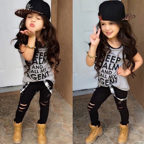 Toddler Kids Girls Headband T-shirt Pants Dress Skirt Summer Outfits Clothes Set