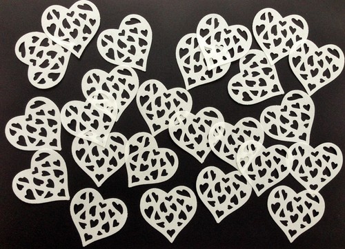 24 Edible Large White Heart Pre Cut Wafer Cupcake Toppers