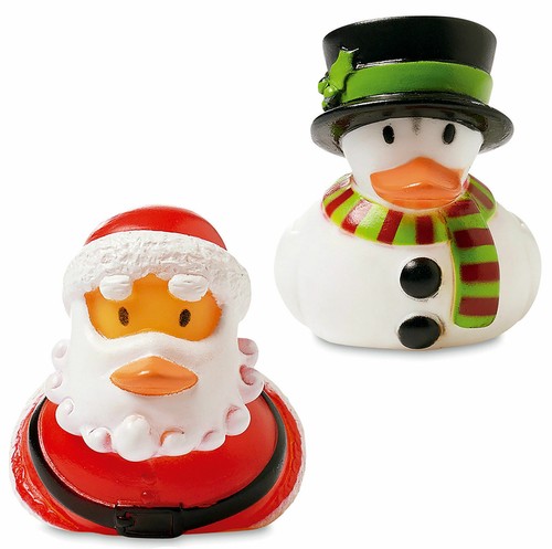 Pack of 2 Christmas RUBBER DUCKS 1 x Santa /& 1 x Snowman Bath Stocking Filler