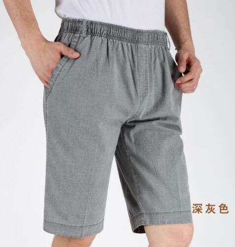 Summer Men Thin Cotton Linen Shorts middle aged father Loose Casual Short Pants 