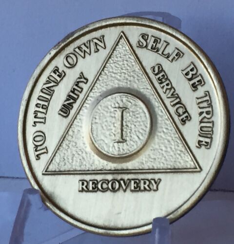 1 Year Alcoholics Anonymous AA Bronze Medallion Coin Sobriety Chip One