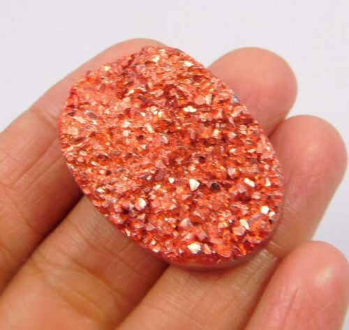 Natural Dyed Red Crystal Titanium Druzy Agate Cabochon Gemstone NG3614-3624