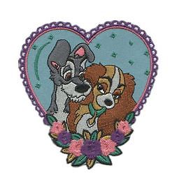 4 inch Disney Lady and the Tramp Logo Embroidered Iron Sew On Patch Badge