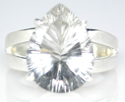 U L to 10 Sterling SILVER Ring Solitaire Crystal Quartz Gem 925 Rings Size 5½ 