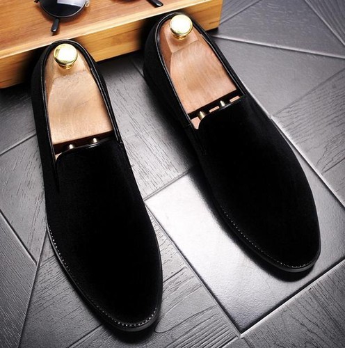 Fashion Men British Pointed Toe Velvet Loafers Casual Dress Formal Slip On Shoes