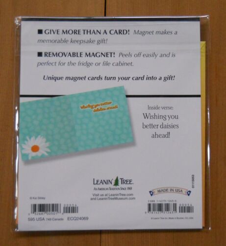 Boxer Dog Wish u Better Daisies Leanin Tree Encourgement Card w/ Magnet in One 