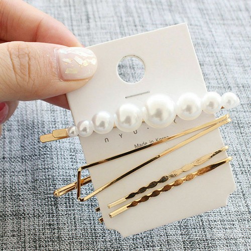 Women Hair Clips Bang Clip Hair Pins Golden Pearl Sweet Barrette Korean 3PCS//Lot