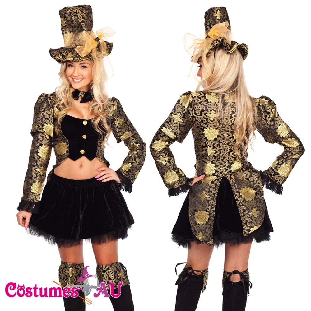 Ladies Mad Hatter Alice In Wonderland Fancy Dress Party Costume