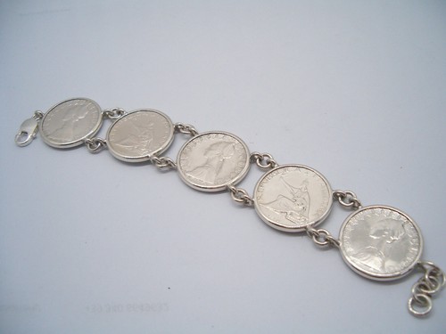 Centenario Bracciale in Argento 925 con monete da 500 lire Caravelle Quadriga