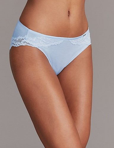 M/&S Marks /& Spencer Autograph Blue High Leg Knickers with Cashmere Size 20 NEW