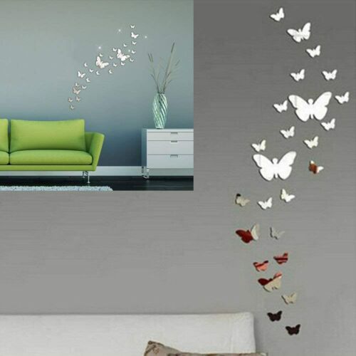Decorazione parete Adesivi da parete effetto 3D a specchio a forma di farfalle 