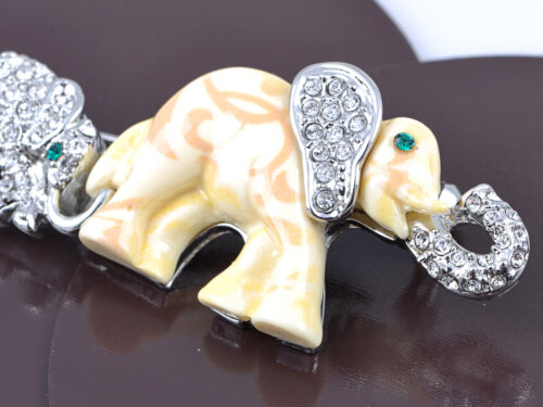 Crystal Elements Mother Daughter Elephant Family Fashion Pin Brooch