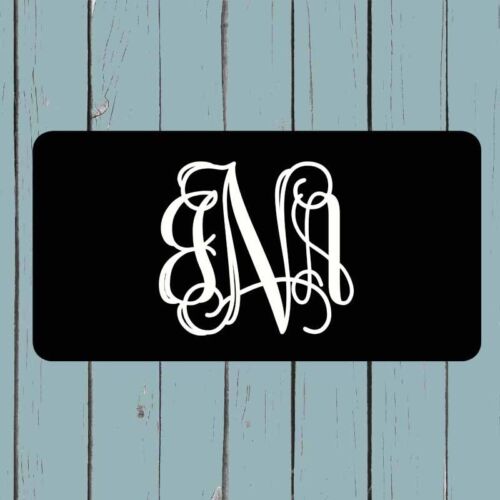 Black Monogram License Plate Car Tag Personalized Gift Lilly