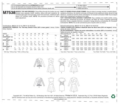 McC... McCalls Ladies Easy Sewing Pattern 7538 Crossover Band Top /& Dresses