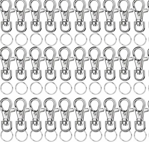 60-Piece Metal Swivel Lanyard Snap Hook Lobster Claw Clasp and Keychain 
