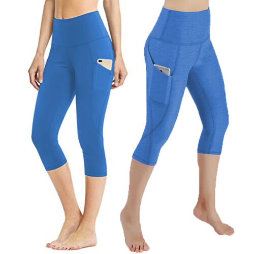Details about  / Womens Capri Leggings Yoga Pants Pocket Gym Sports Crop Fitness Workout Exercise