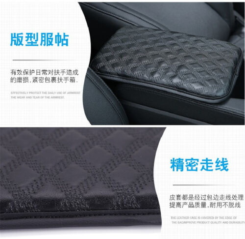 Universal Car Armrests PU Leather Cover Comfortable Center Console Box Pad Black