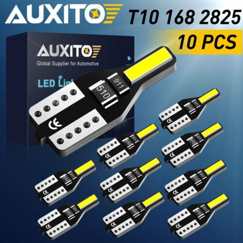 10x T10 168 192 W5W LED Map License Dome Trunk Cargo Interior Light Bulbs 6000K