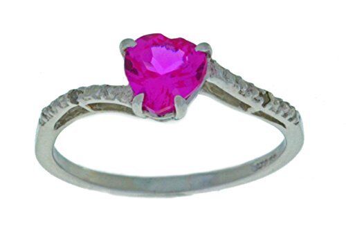 1 Ct Pink Sapphire & Diamond Heart Ring .925 Sterling Silver