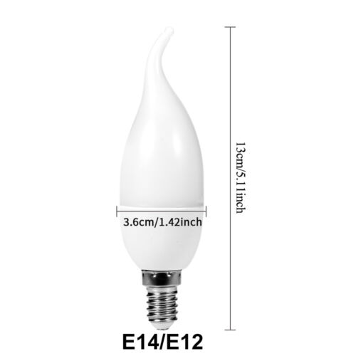 E12 LED Flackernde Kerzenlampe Flammenlampe Glühbirne Flacker Birnen Licht Feuer 
