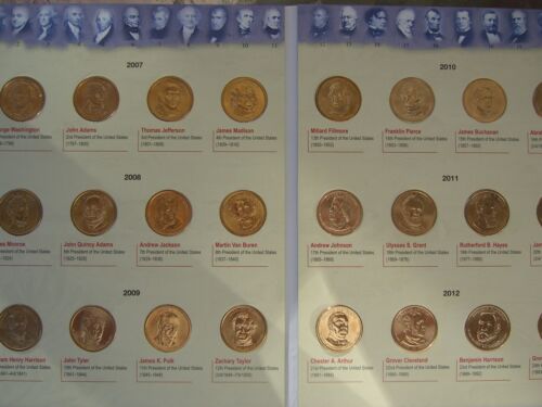 Complete Set of Presidential One Dollar Coins with Album 2007 to 2016  P Mint 
