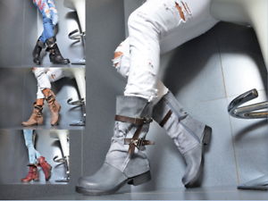 Star Rock Designer Chaussures pour Femmes Bottes de Motard Bottines avec Rivets