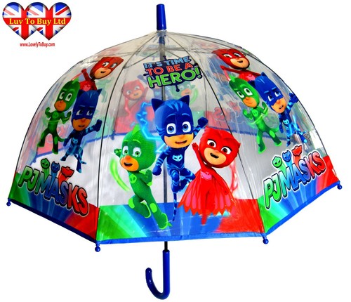 Junior DOME TRANSPARENT UMBRELLA Official Licensed PJ Masks Enfants Parapluie