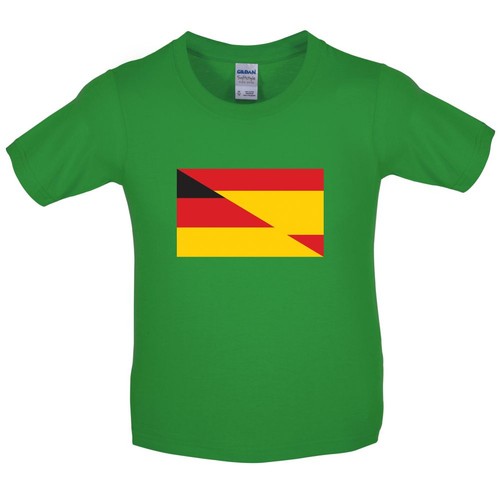 Kids // Childrens T-Shirt Spain Half German Half Spanish Flag 10 Colours